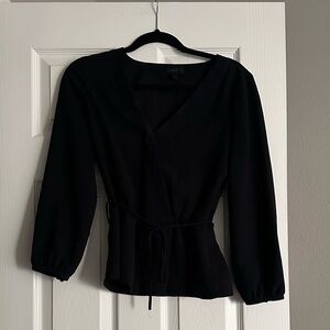J Crew tie waist black top 0